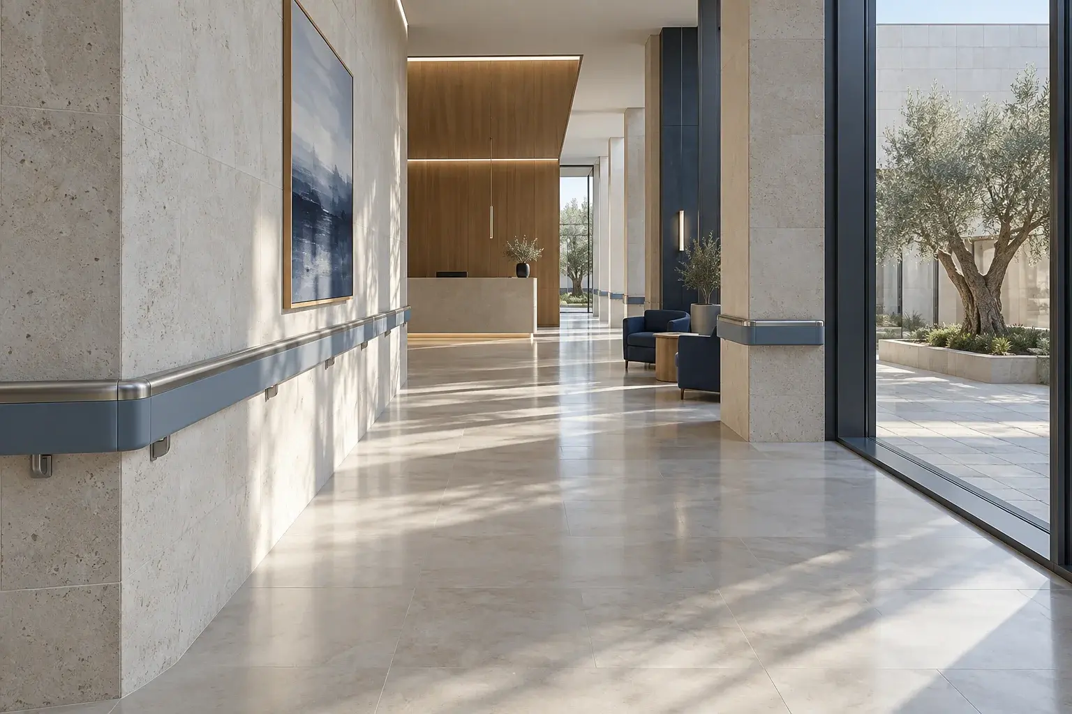 Editorial concept of a refined interior with architectural materials